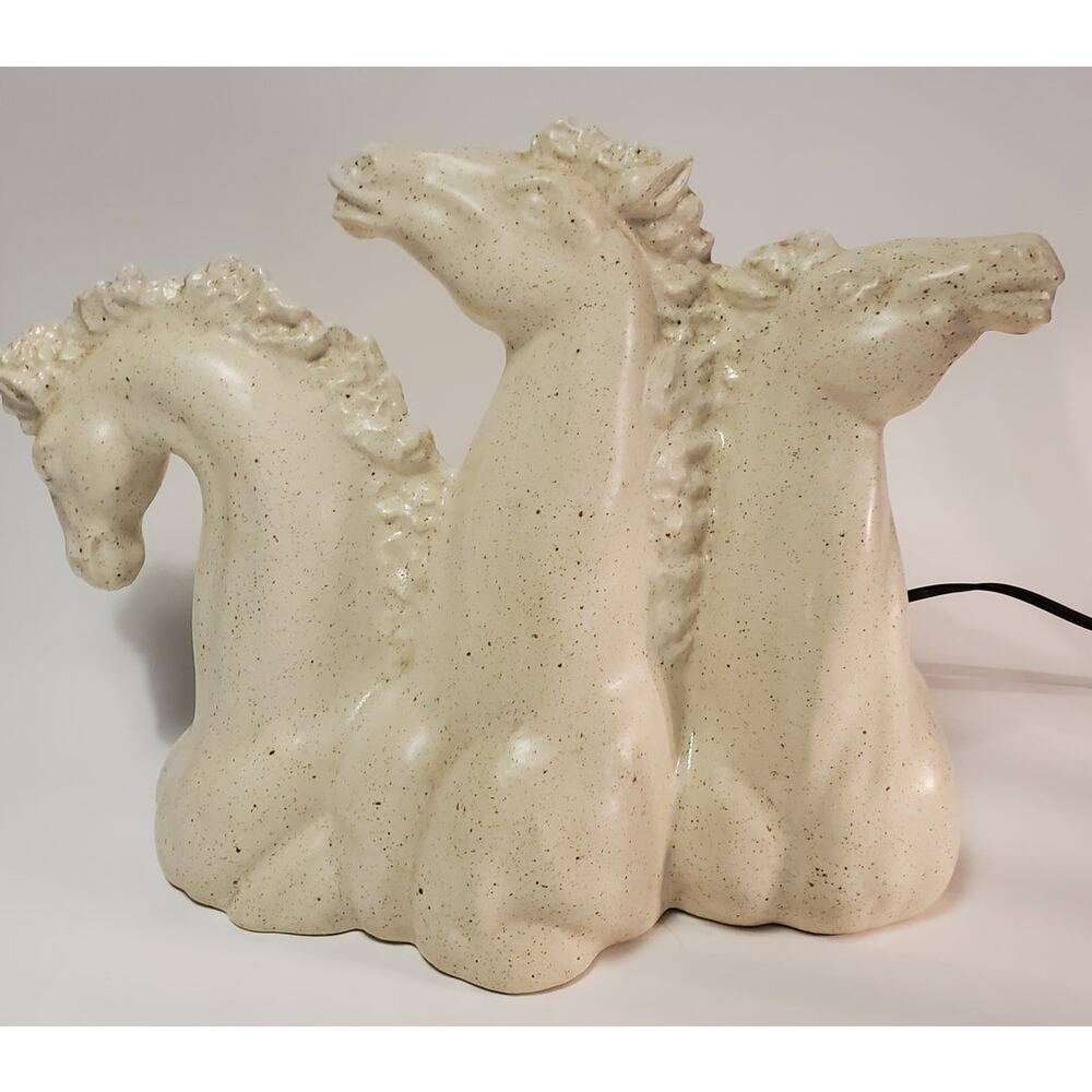 Vintage MidCentury Krons  3 Horse Lamp from 1950s